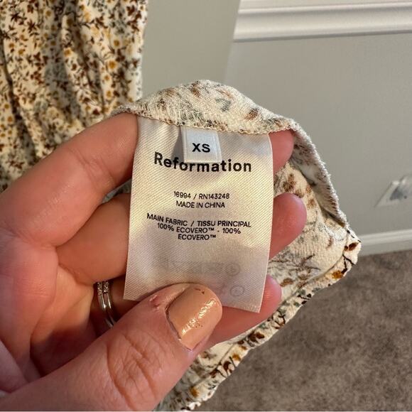 Reformation Jeans Cream Floral Mini Dress XS - Picture 10 of 10